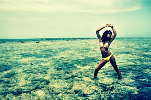 girl in a green sea