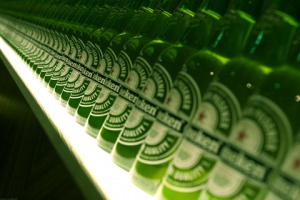 green wine bottels