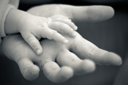 mother and kid hands