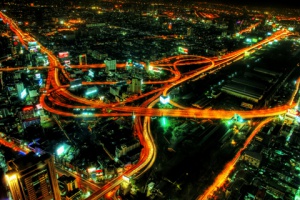 traffic lights at night